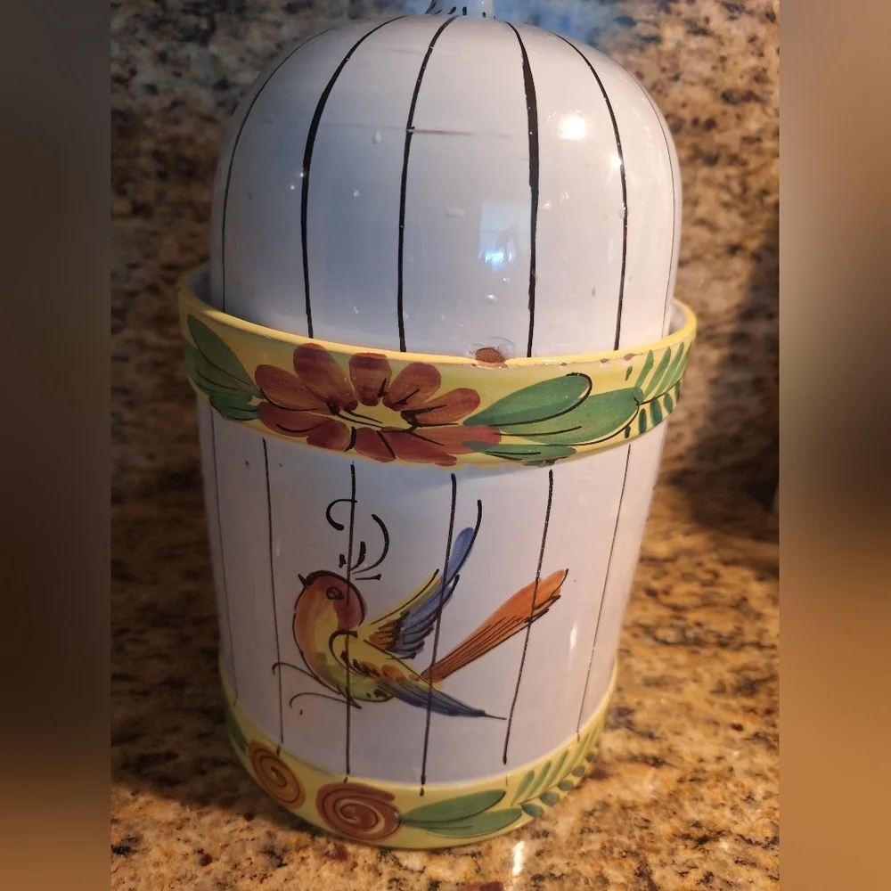 Italian Handpainted Biscuit canister